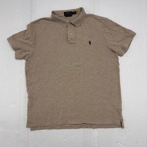 Mens beige/tan Polo Ralph Lauren Shirt Size Large Classic Pony Embroidery Casual